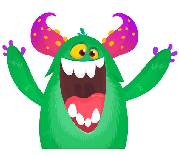 Funny Cartoon Monster Character Illustration Cute Happy Creature Alien Halloween — Stock Vector