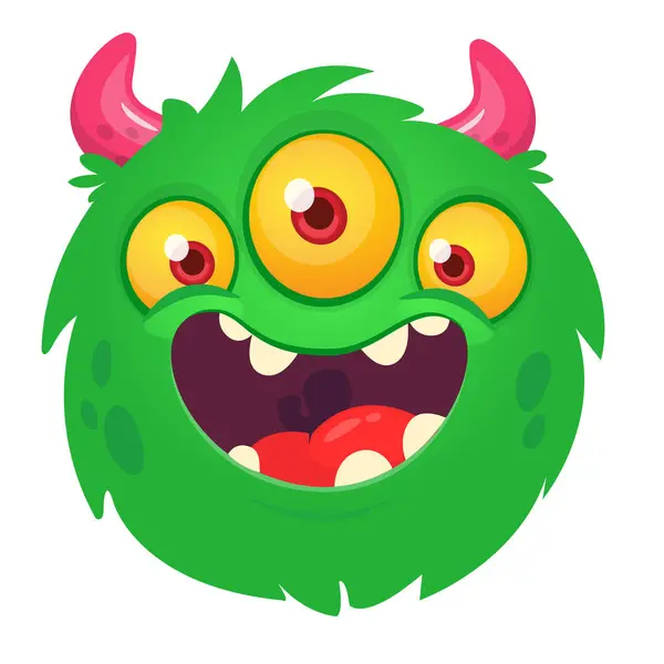 Funny Cartoon Monster Character Illustration Cute Happy Alien Creature — Stock Vector