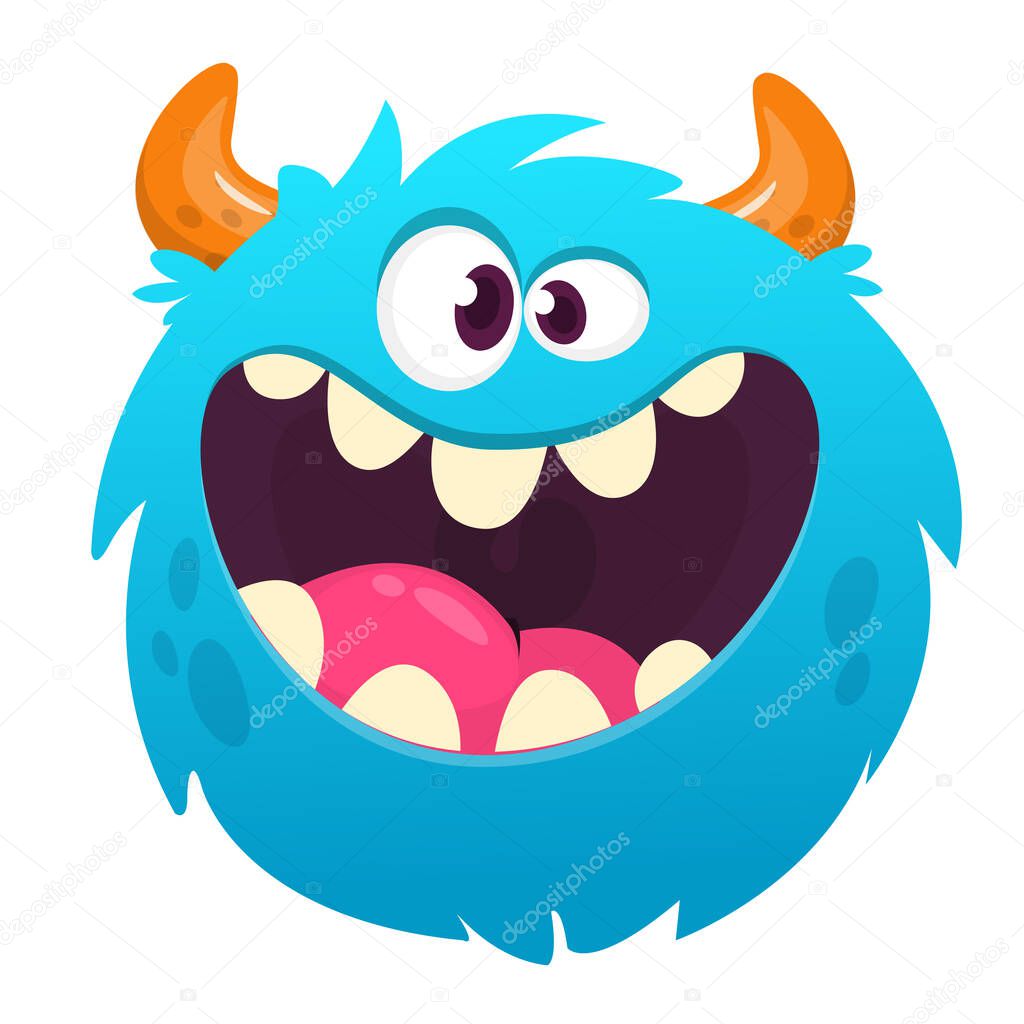 Funny cartoon monster character. Illustration of cute and happy alien creature