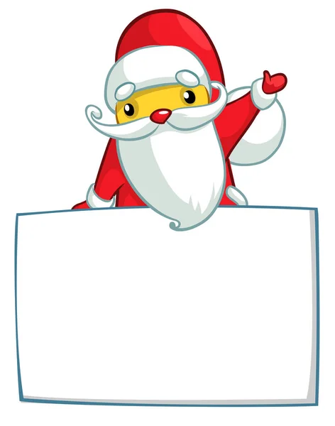 Dibujos Animados Divertido Santa Claus Celebración Tablero Papel Blanco Para — Archivo Imágenes Vectoriales