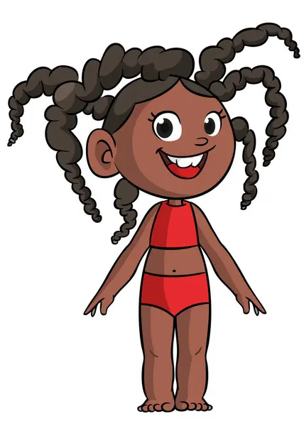 Bonito Jovem Afro Americano Menina Vestindo Roupa Banho Ilustração Vetorial — Vetor de Stock