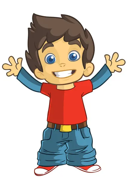 Cute Cartoon Little Boy Vector Illustration Happy Teenager Kid Wearing Stock Vector
