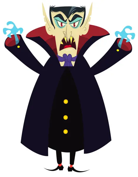 Cute cartoon vampire smiling. Vector illustration isolated. Halloween design. — Illustration Cute Cartoon Vampire Smiling Vector Illustration Isolated Halloween Design — Stock Vector