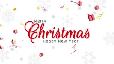 Mutlu Noeller 3D Hazırlama, Noel Baloları, Hediye Kutuları, Şekerler, Yıldızlar, Kar Kalıbı ve Konfeti Patlaması Sonra Açığa Çıkarılan Noel Metni, Elementlerin Luma Matte Seçimi