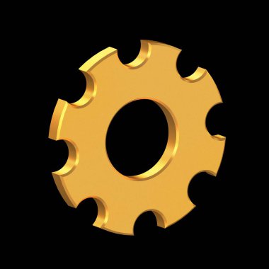 Setting 3D Icon Isolated on Transparent Background, Gold Texture, 3D Rendering