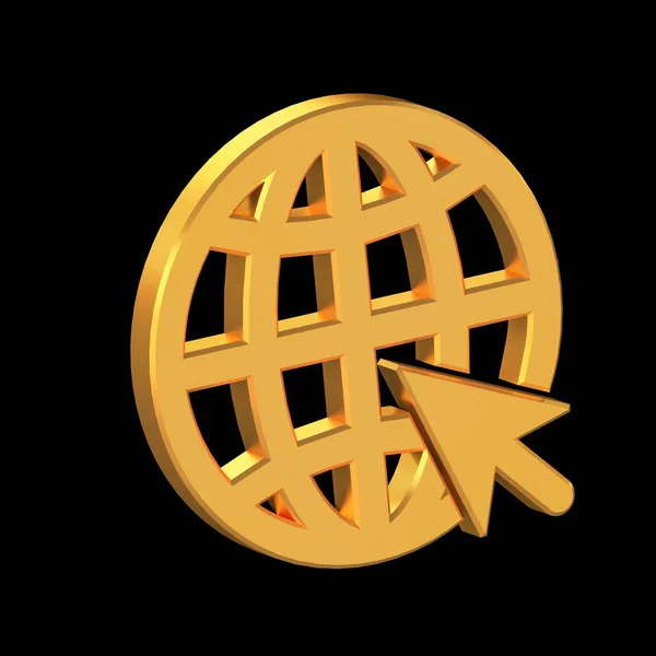Website 3D Icon Isolated on Transparent Background, Gold Texture, 3D Rendering