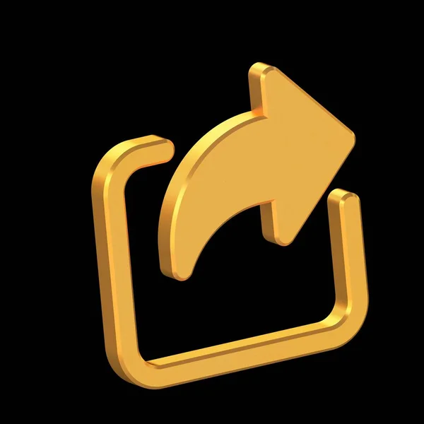 Share 3D Icon Isolated on Transparent Background, Gold Texture, 3D Rendering