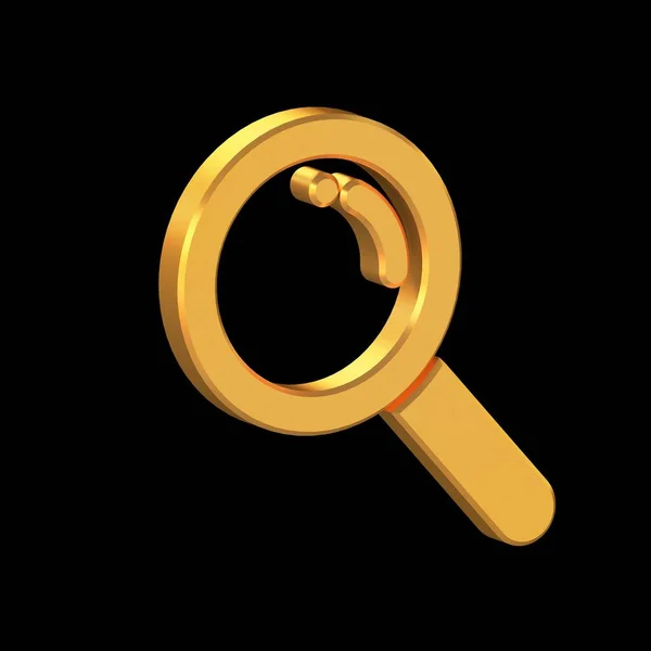 Search 3D Icon Isolated on Transparent Background, Gold Texture, 3D Rendering