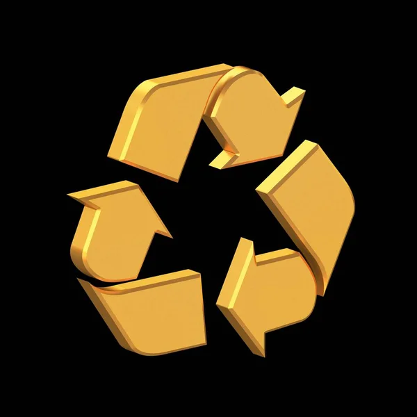 Recycle 3D Icon Isolated on Transparent Background, Gold Texture, 3D Rendering