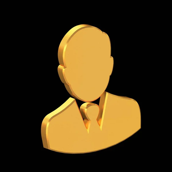 Male Face Profile 3D Icon Isolated on Transparent Background, Gold Texture, 3D Rendering