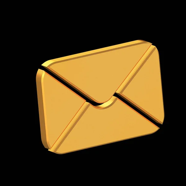 Email 3D Icon Isolated on Transparent Background, Message Symbol, Gold Texture, 3D Rendering