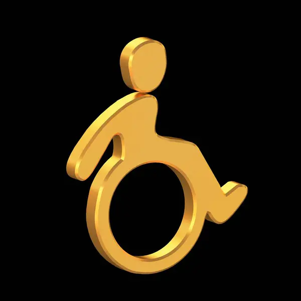 Disabled 3D Icon Isolated on Transparent Background, Gold Texture, 3D Rendering