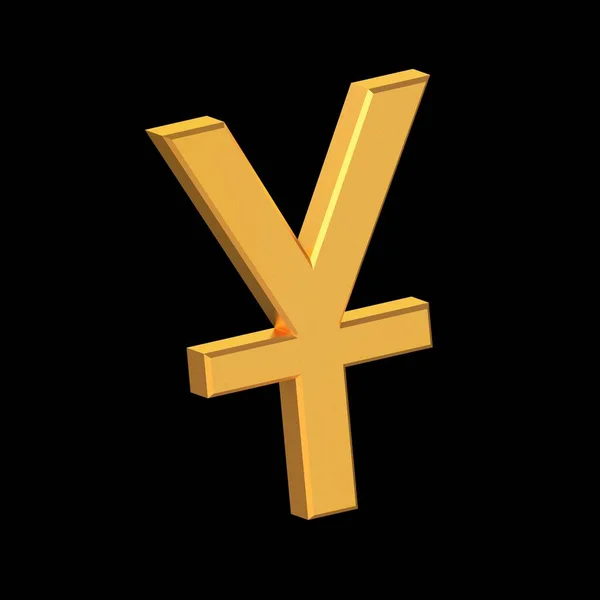 Yuan 3D Icon Isolated on Transparent Background, Gold Texture, 3D Rendering