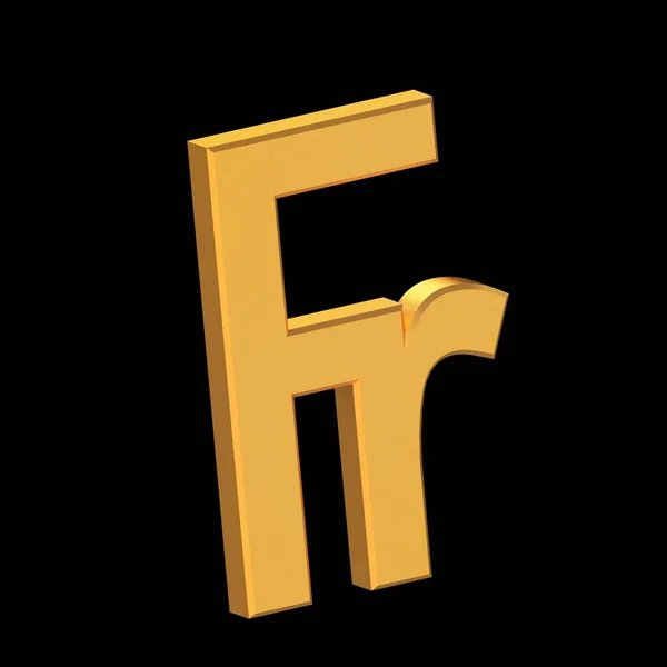 Franc 3D Icon Isolated on Transparent Background, Gold Texture, 3D Rendering