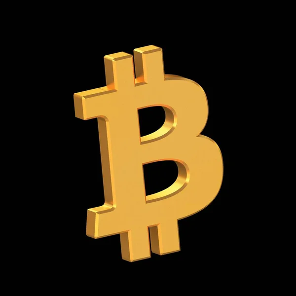 Bitcoin 3D Icon Isolated on Transparent Background, Gold Texture, 3D Rendering