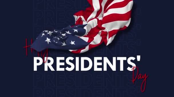 United State America Usa Flag Flying Wind Happy Presidents Day — Stockvideo