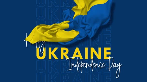 Ukraine Flag Flying Wind Happy Independence Day Floating Cloth Rendering — Stockvideo