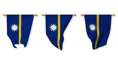 Nauru Wall Hanging Flag Waving in the Wind, 3D Rendering, Chroma Key, Luma Mate Selection