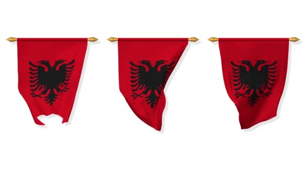 Albania Wall Hanging Flag Waving Wind Rendering Chroma Key Luma — Stock Video
