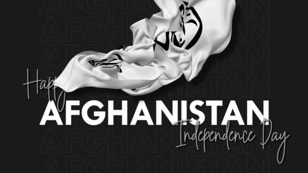 Islamic Emirate Afghanistan Flag Flying Wind Happy Independence Day Floating — Video Stock