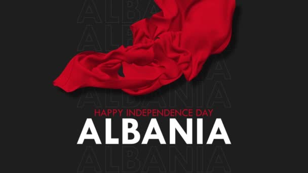 Republic Albania Flag Flying Wind Happy Independence Day Floating Cloth — Αρχείο Βίντεο