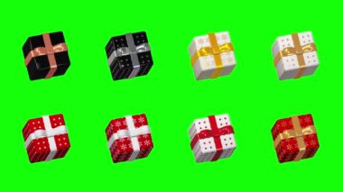 Sekiz Değişik Renk Döndüren Hediye Kutuları, Noel Hediyesi, 3D Renklendirme, Kroma Anahtar, Luma Matte Kutu Seçimi, Hediye, Noel, Satış Teklifi ve Çok Daha fazlası İçin Tasarlandı