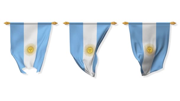 Argentina Wall Hanging Flag Waving Wind Rendering Luma Mate Selection — Stockvideo