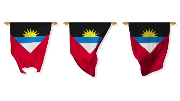 Antigua Barbuda Wall Hanging Flag Waving Wind Rendering Luma Mate — Stockvideo