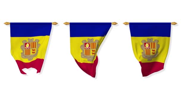 Andorra Wall Hanging Flag Waving Wind Rendering Luma Mate Selection — Αρχείο Βίντεο