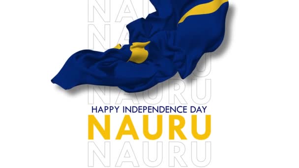 Republic Nauru Flag Flying Wind Happy Independence Day Floating Cloth — Αρχείο Βίντεο