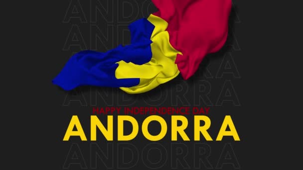 Principality Andorra Flag Flying Wind Happy Independence Day Floating Cloth — Vídeo de Stock