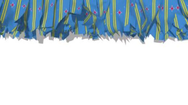 Aruba Flag Strip Waving in The Wind, 3D Rendering, Chroma Key, Luma Matte Selection
