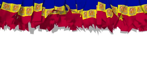 Tira Bandera Andorra Ondeando Viento Representación Llave Croma Luma Matte — Vídeos de Stock