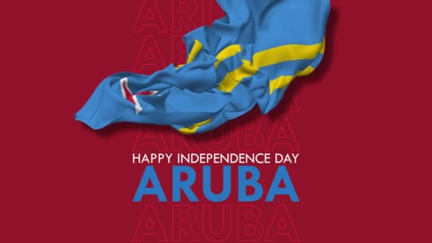Bandeira Aruba Voando Vento Feliz Dia Independência Pano Flutuante Rendering — Vídeo de Stock