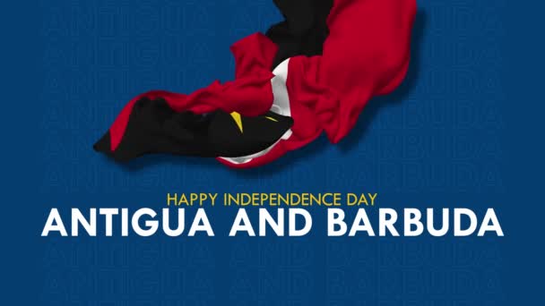 Antigua Und Barbuda Flagge Wind Happy Independence Day Floating Tuch — Stockvideo