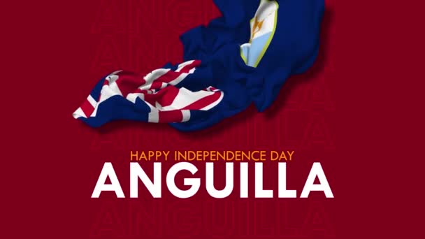 Anguilla Flag Flying Wind Happy Independence Day Flytande Tyg Rendering — Stockvideo