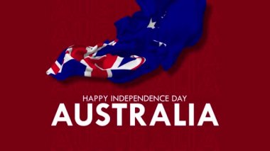 Australia Flag Flying in Wind, Happy Independence Day, Floating Cloth 3D Rendering, Luma Matte Selection of Flag