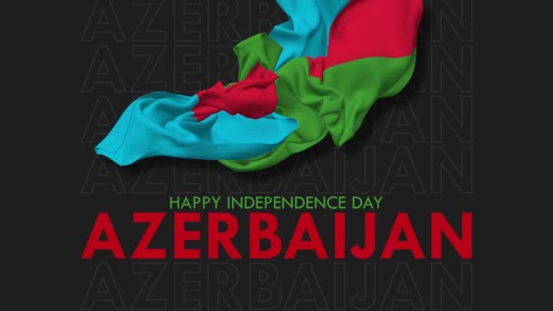 Σημαία Αζερμπαϊτζάν Που Φέρουν Στον Άνεμο Ευτυχισμένη Ημέρα Ανεξαρτησίας Επιπλέοντας — Αρχείο Βίντεο