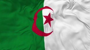 Algeria Flag Seamless Looping Background, Looped Bump Texture Cloth Waving Slow Motion, 3D Rendering