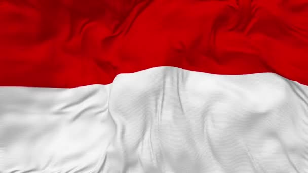 Indonesien Flagge Nahtloser Schleifenhintergrund Schleife Beule Textur Tuch Wellen Zeitlupe — Stockvideo