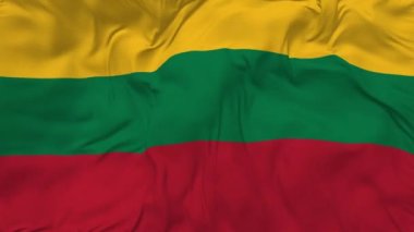 Lithuania Flag Seamless Looping Background, Looped Bump Texture Cloth Waving Slow Motion, 3D Rendering