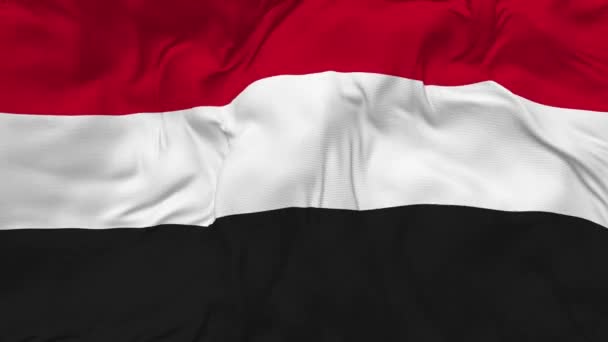 Йеменский Флаг Бесшовный Цикл Фон Петельная Ткань Костыль Текстуры Размахивая — стоковое видео
