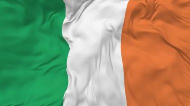 Ireland Flag Seamless Looping Background, Looped Bump Texture Cloth Waving Slow Motion, 3D Rendering