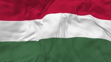 Hungary Flag Seamless Looping Background, Looped Bump Texture Cloth Waving Slow Motion, 3D Rendering
