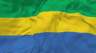 Gabon Flag Seamless Looping Background, Looped Bump Texture Cloth Waving Slow Motion, 3D Rendering