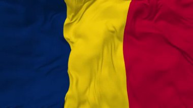 Chad Flag Kusursuz Döngü Arkaplanı, Çarpışan Doku Kumaşı Sallama Yavaş Hareketi, 3B Görüntüleme