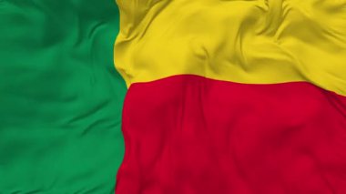 Benin Flag Seamless Looping Background, Looped Bump Texture Cloth Waving Slow Motion, 3D Rendering