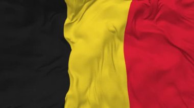 Belgium Flag Seamless Looping Background, Looped Bump Texture Cloth Waving Slow Motion, 3D Rendering