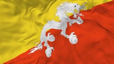 Bhutan Flag Seamless Looping Background, Looped Bump Texture Cloth Waving Slow Motion, 3D Rendering