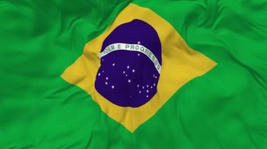 Brazil Flag Seamless Looping Background, Looped Bump Texture Cloth Waving Slow Motion, 3D Rendering